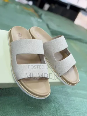 Black Tan Double Strap Slides