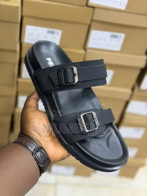 Pea Black Double Strap Sandals