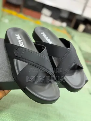 Prada Cross Strap Leather Slide