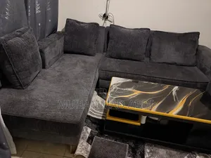 Modern L-Shape Sofa Set With Marble Table – Clean Comfortable