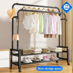 Black Double Rails Clothes Hanging Racks Clothes Rack