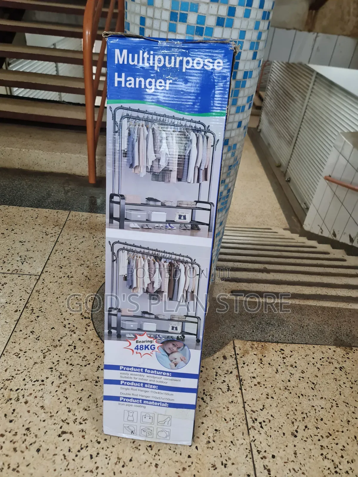 Metal Clothes Rail Double Pole Coat Rack Free Standing Garment