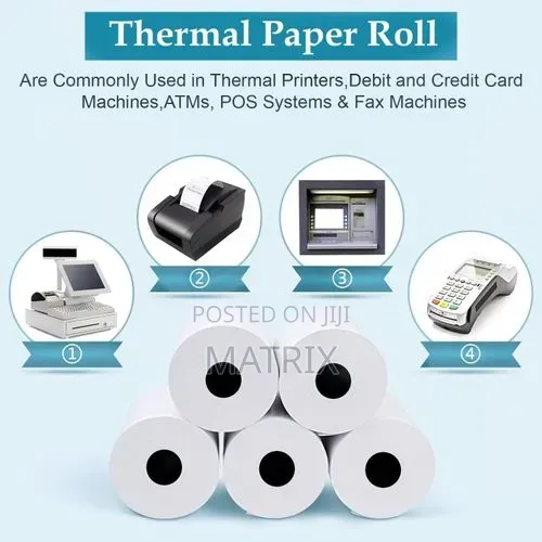 5 Pieces Pos Thermal Printer Paper Roll 80x80 Mm(Pack of 5rolls)