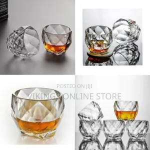 6 Piece Crystal Rum Whiskey Glasses Set Bar Glass for Drinking Bourbon
