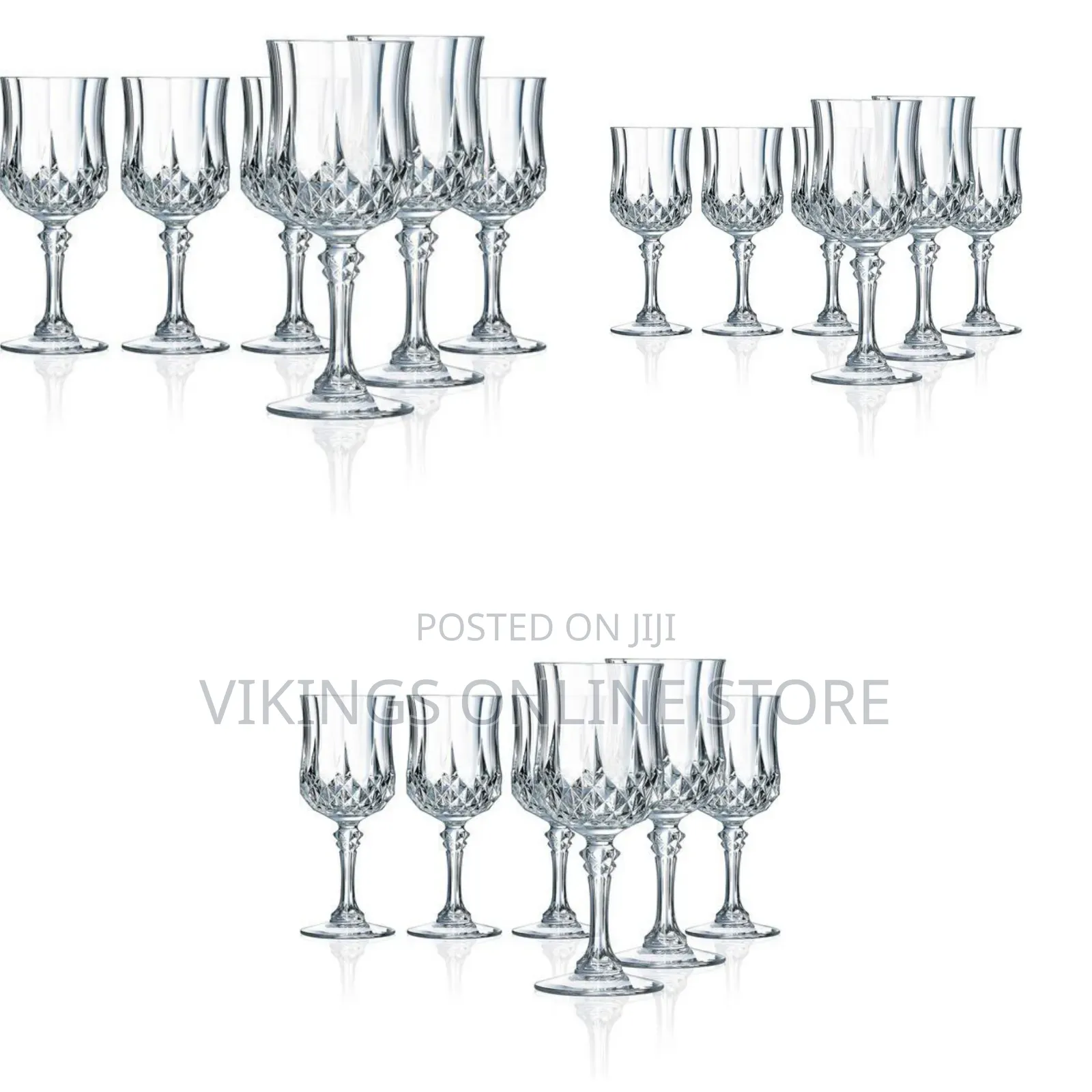 6 Pieces of Diamond Design Wine Glasses-Colorless
