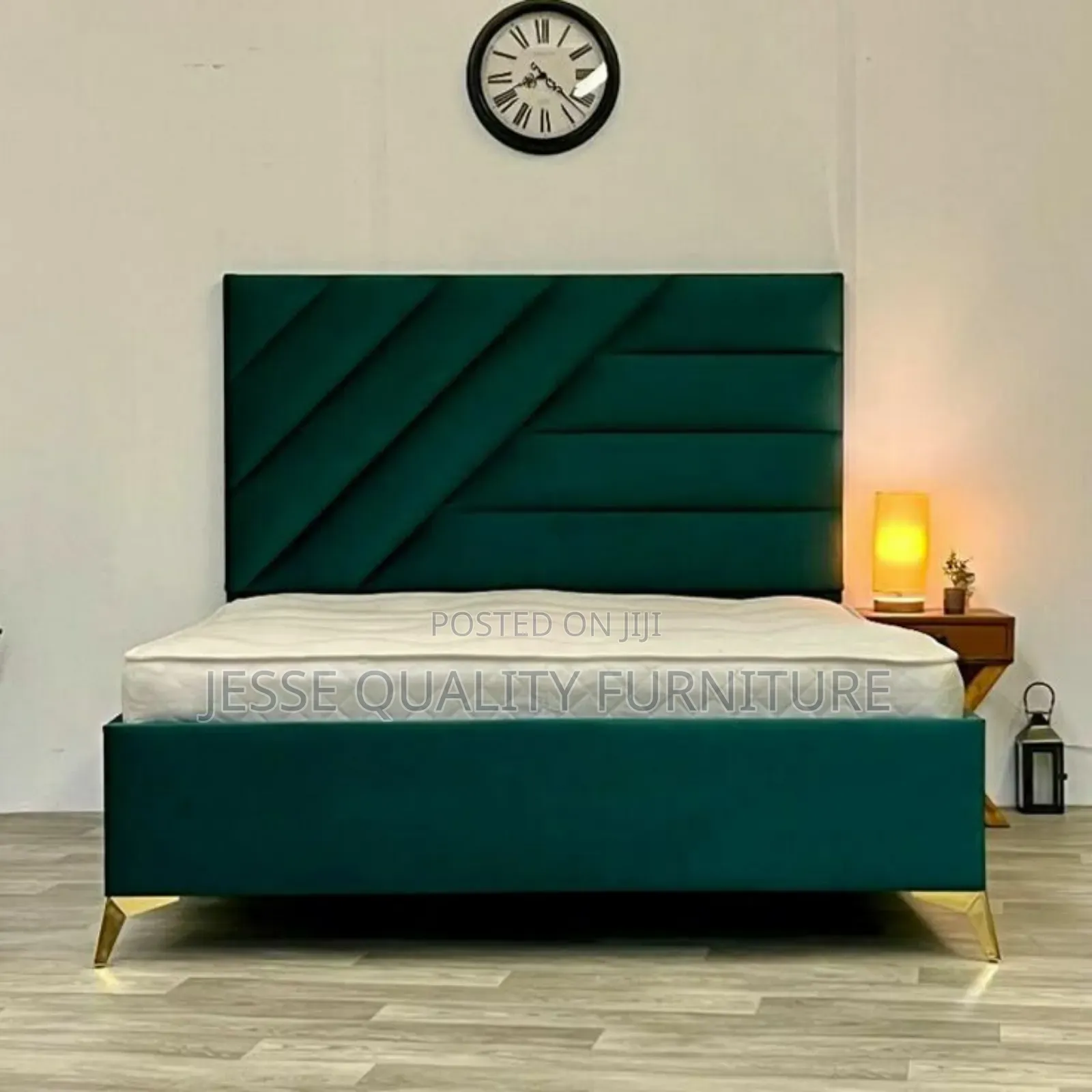 Green Fabric Bed