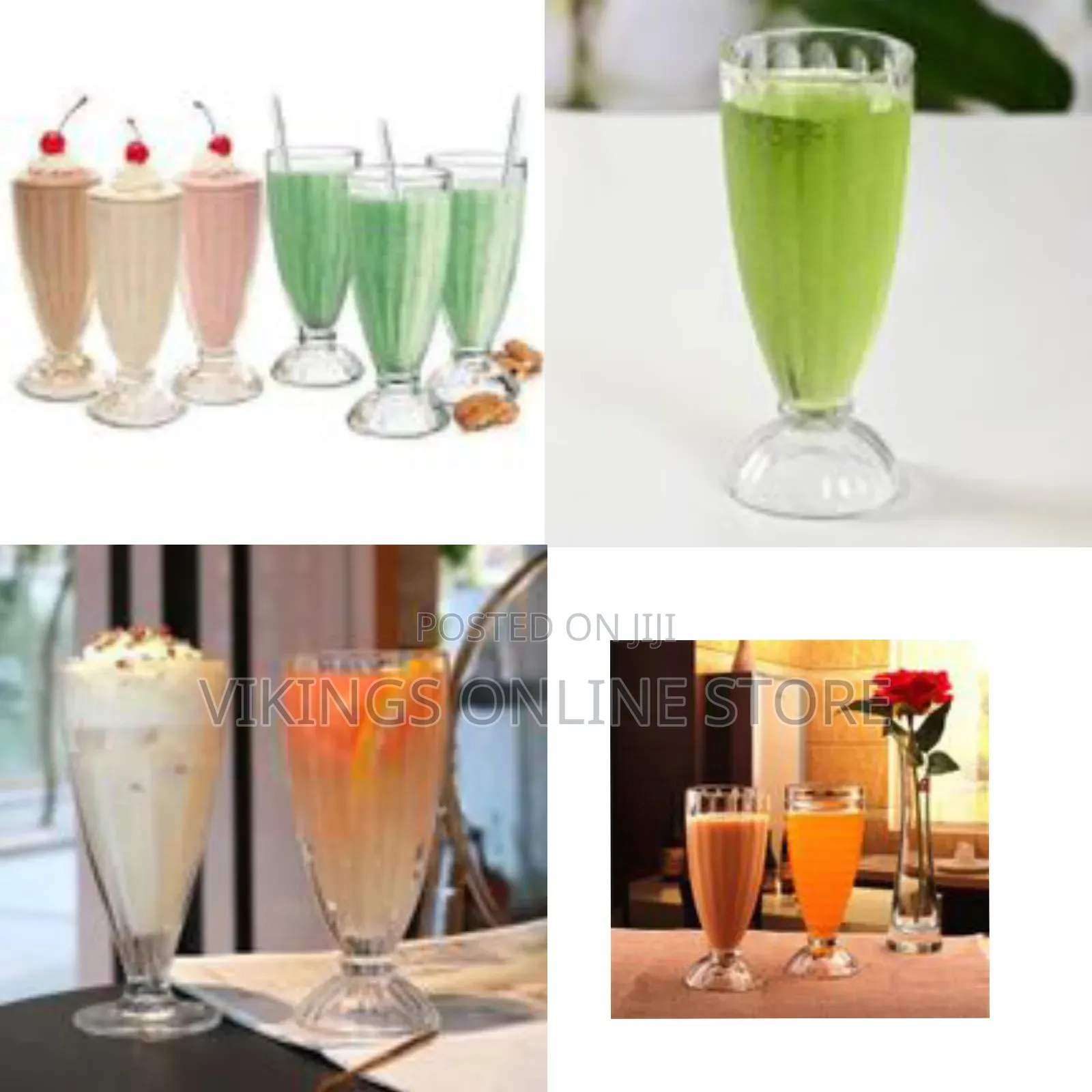 6 Pieces Set of Milk Shakes Dessert Sundae Ice Cream Fruit Cocktail