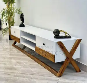 Stylish Modern Tv Console / Media Unit - White Wood Finish!