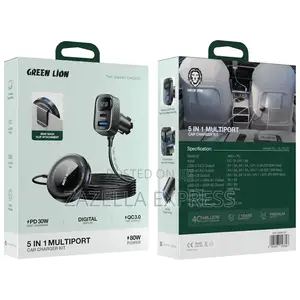 Green Lion 5in1 Multiport Car Charger Kit, Universal 3x Usb-C Ports