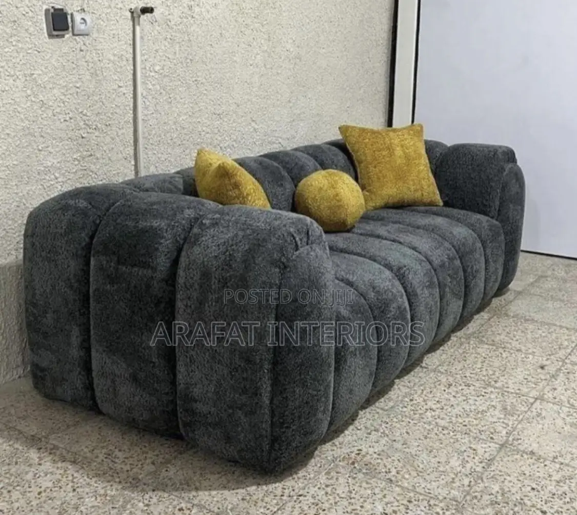 Luxurious Modern Gray Bouclé Sofa - Cloud / Puffy Design!