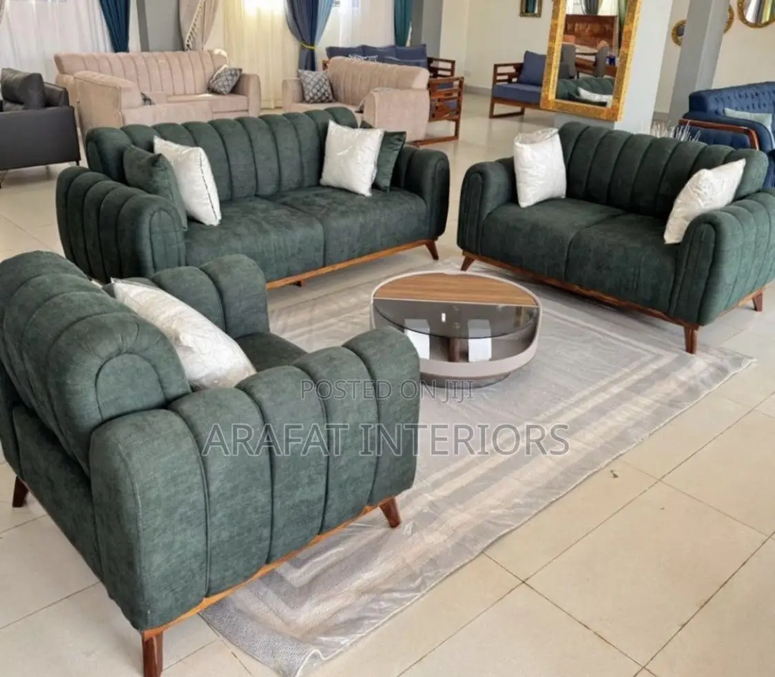 Stunning Modern Green Channel Tufted 3-Piece Sofa Set