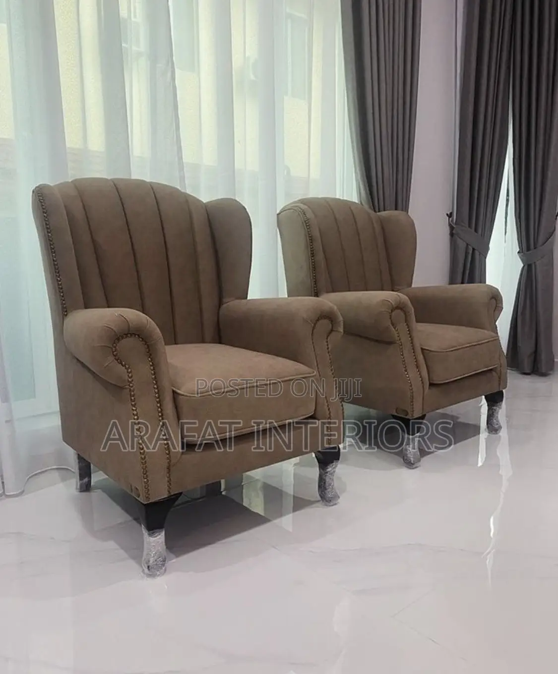 Elegant Beige Channel Tufted Living Room Set - Excellent Condition!