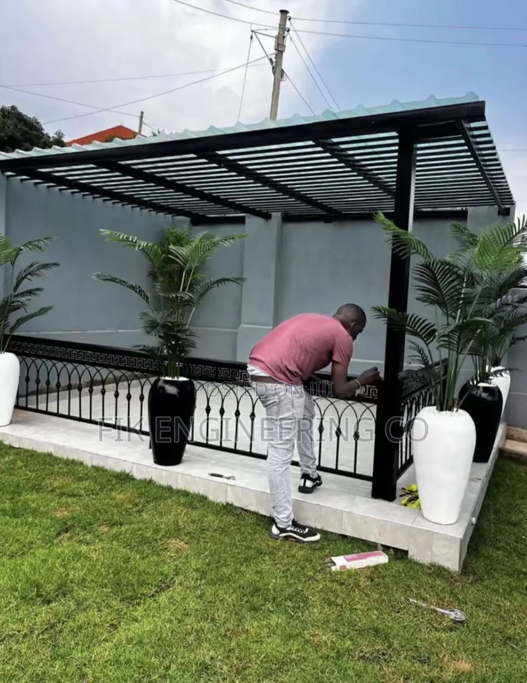 Metal Pergola With A Covered Roof