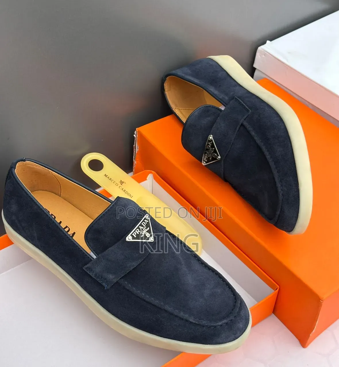Navy, Black, Brown Suede Prada Loafers