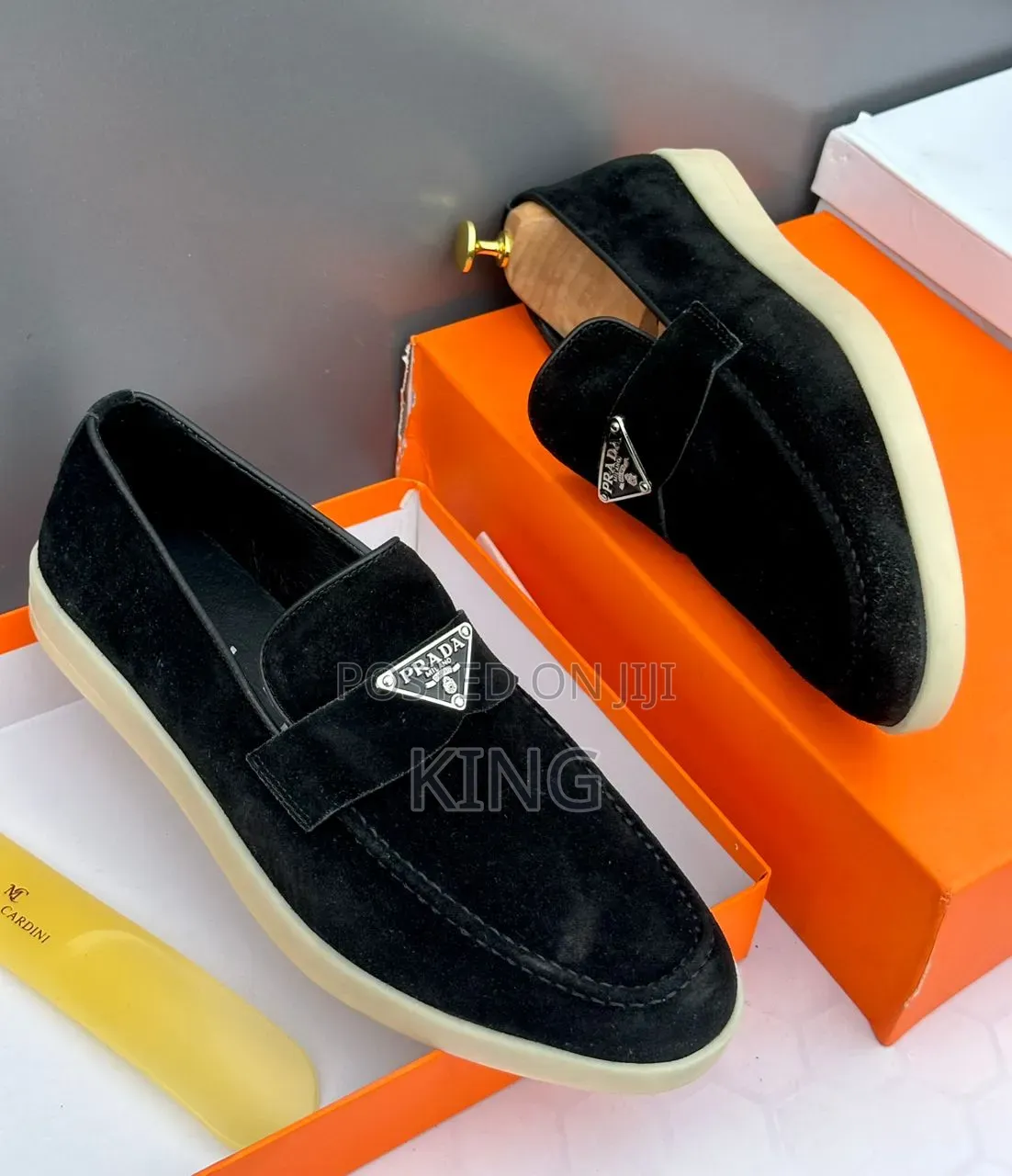 Navy, Black, Brown Suede Prada Loafers
