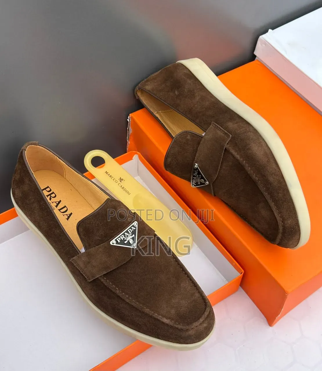 Navy, Black, Brown Suede Prada Loafers