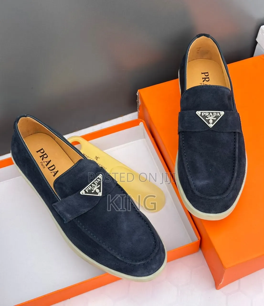 Navy, Black, Brown Suede Prada Loafers