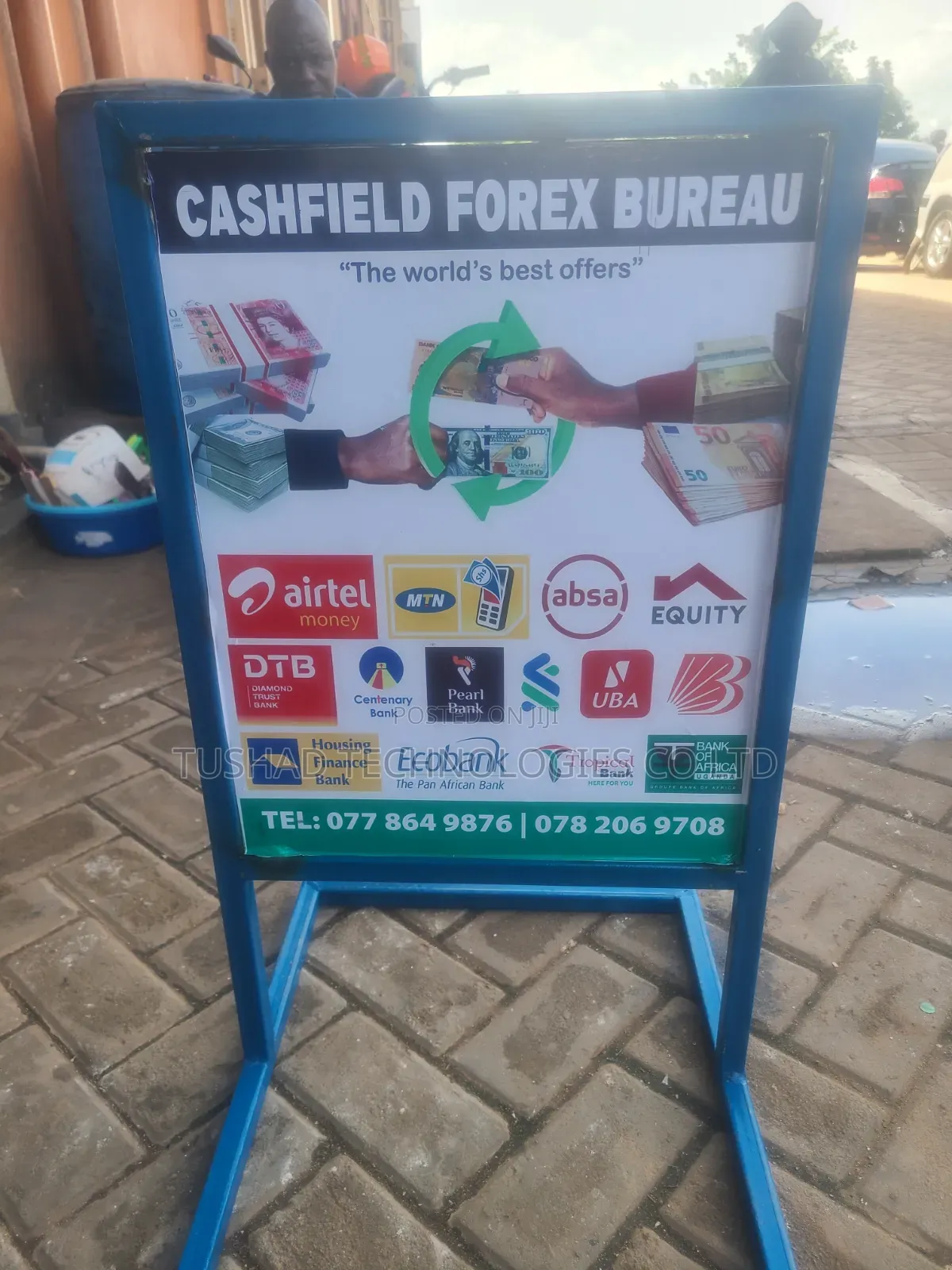 Metallic Sign Post, Mobile Money Signage, Business Banner, Posters
