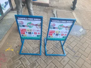 Metallic Sign Post, Mobile Money Signage, Business Banner, Posters