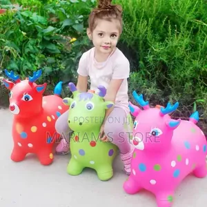 Polka-Dotted Inflatable Deer Hopper Toy.