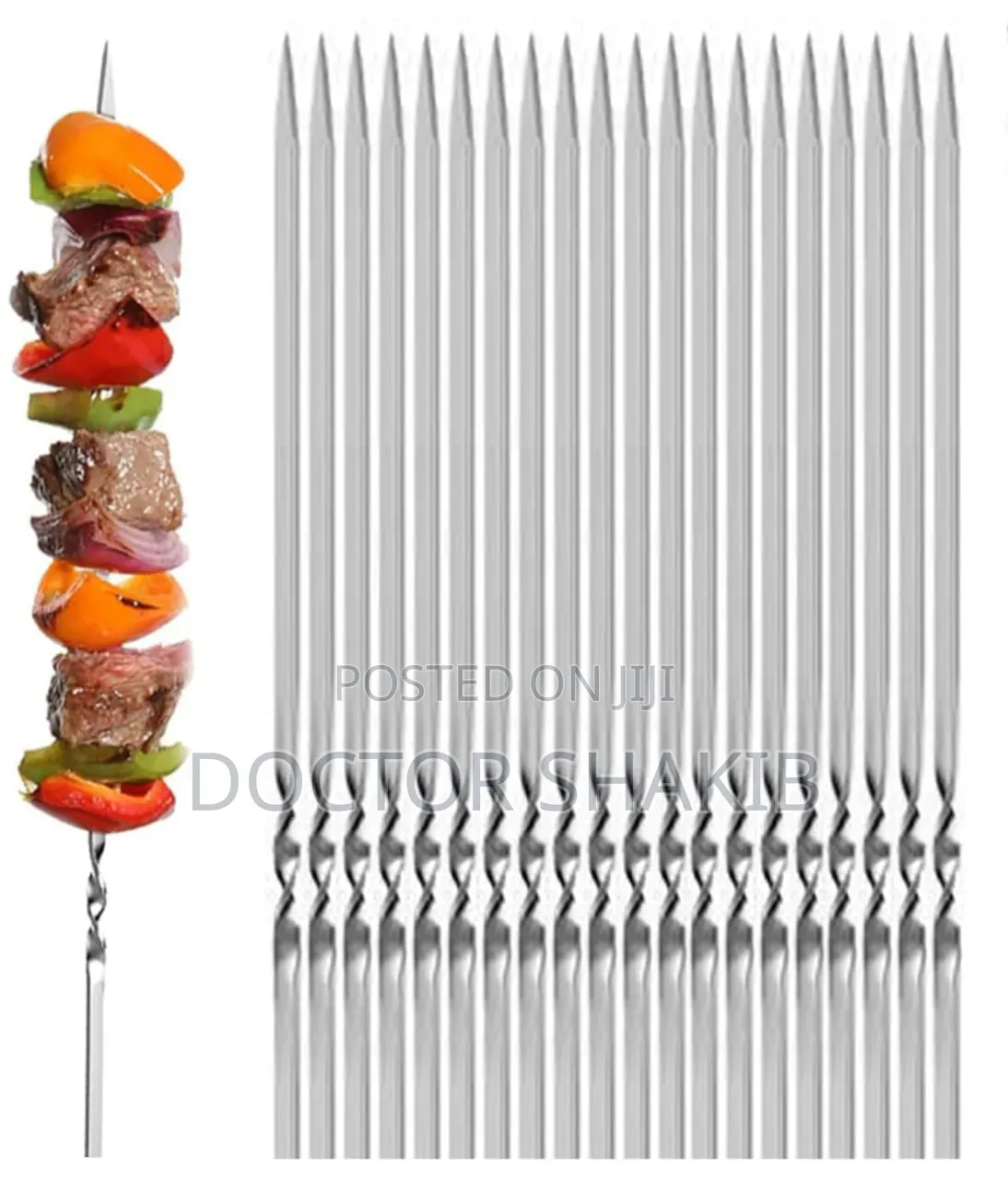 10pcs Flat Stainless Steel Kabob Skewers.