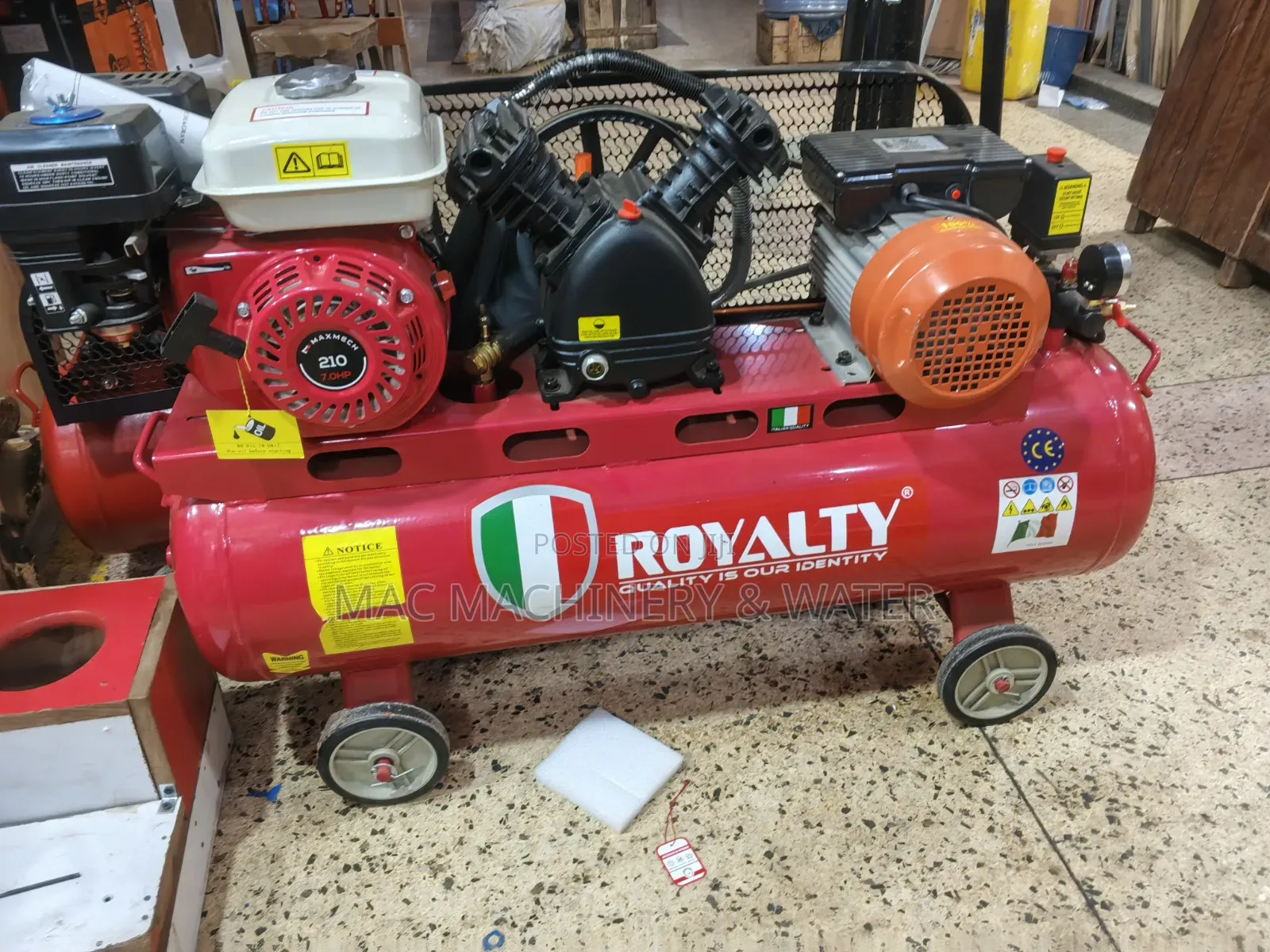 Fuel and Electric Air Compressor 100liters Multi Purpose Duo