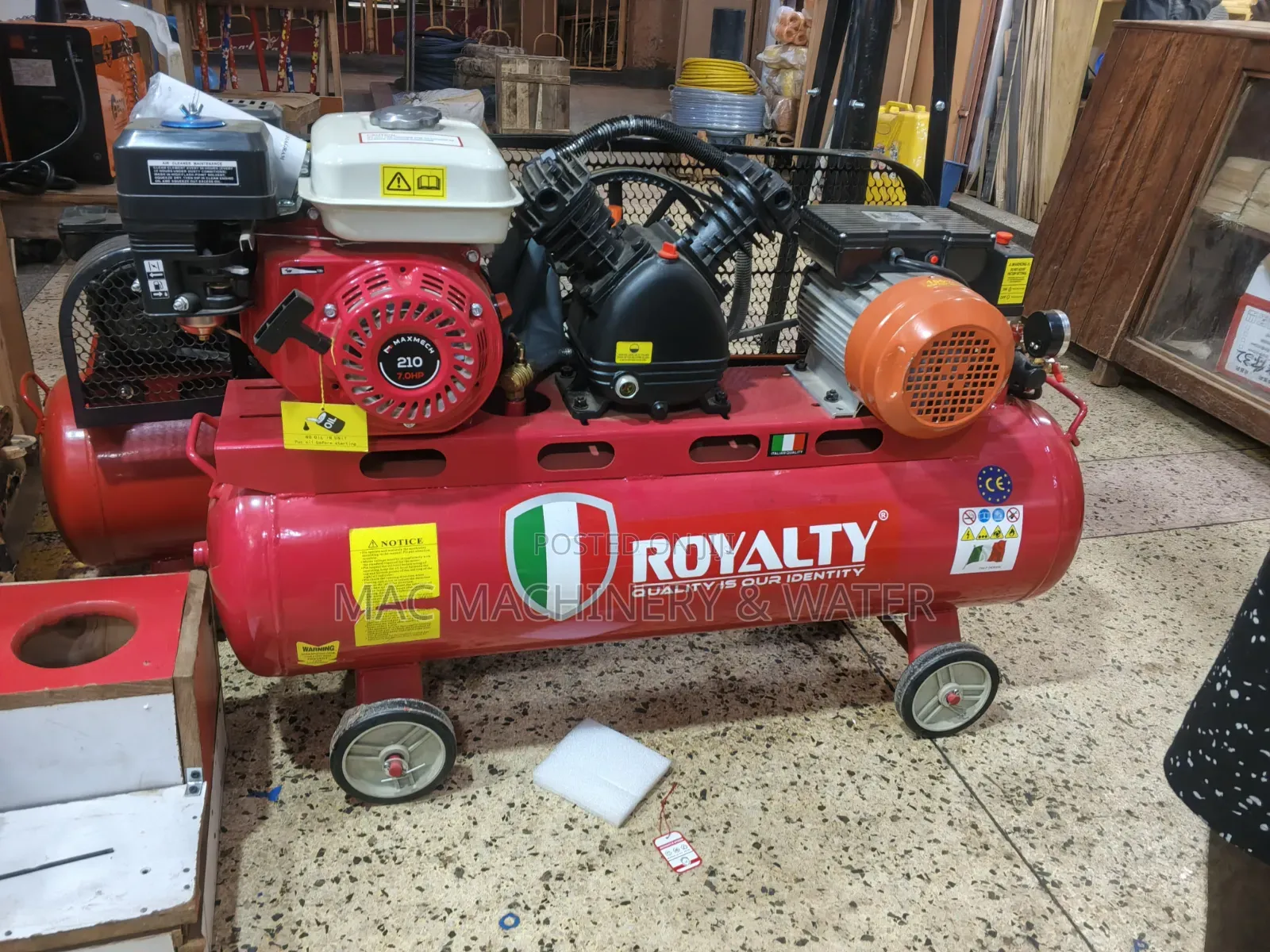 Fuel and Electric Air Compressor 100liters Multi Purpose Duo