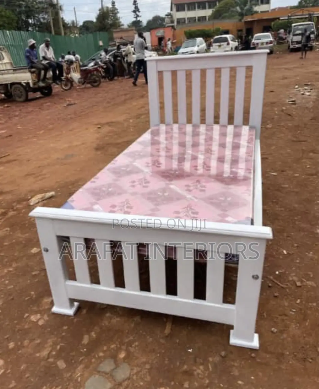3by6 White Wooden Single Bed