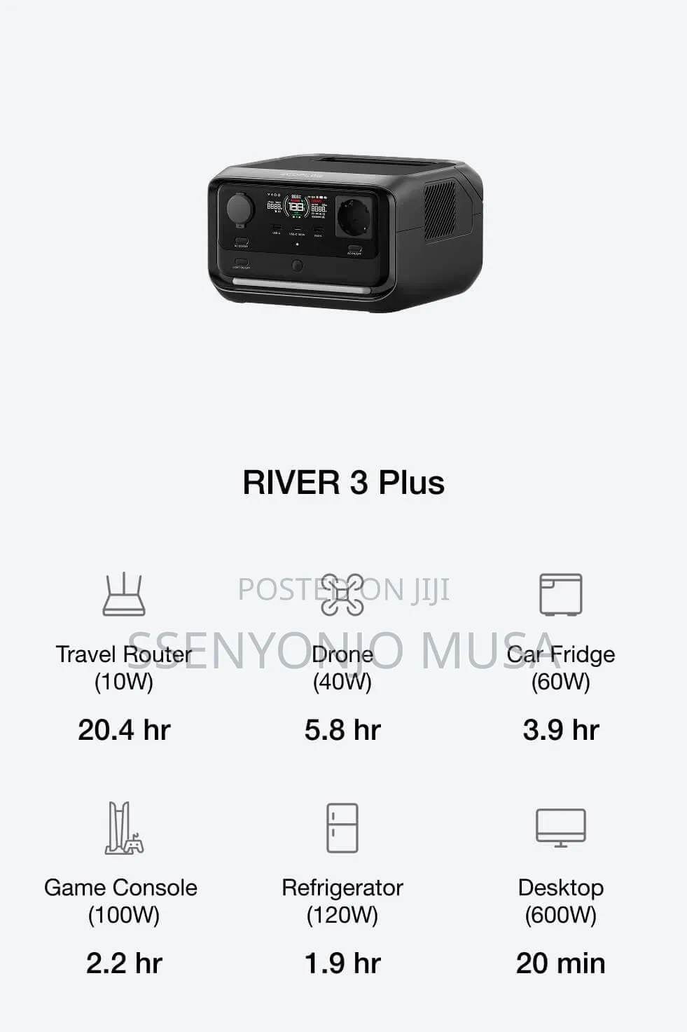 Ecoflow River 3 Plus Portable Power Station – 286wh, 600w Output.