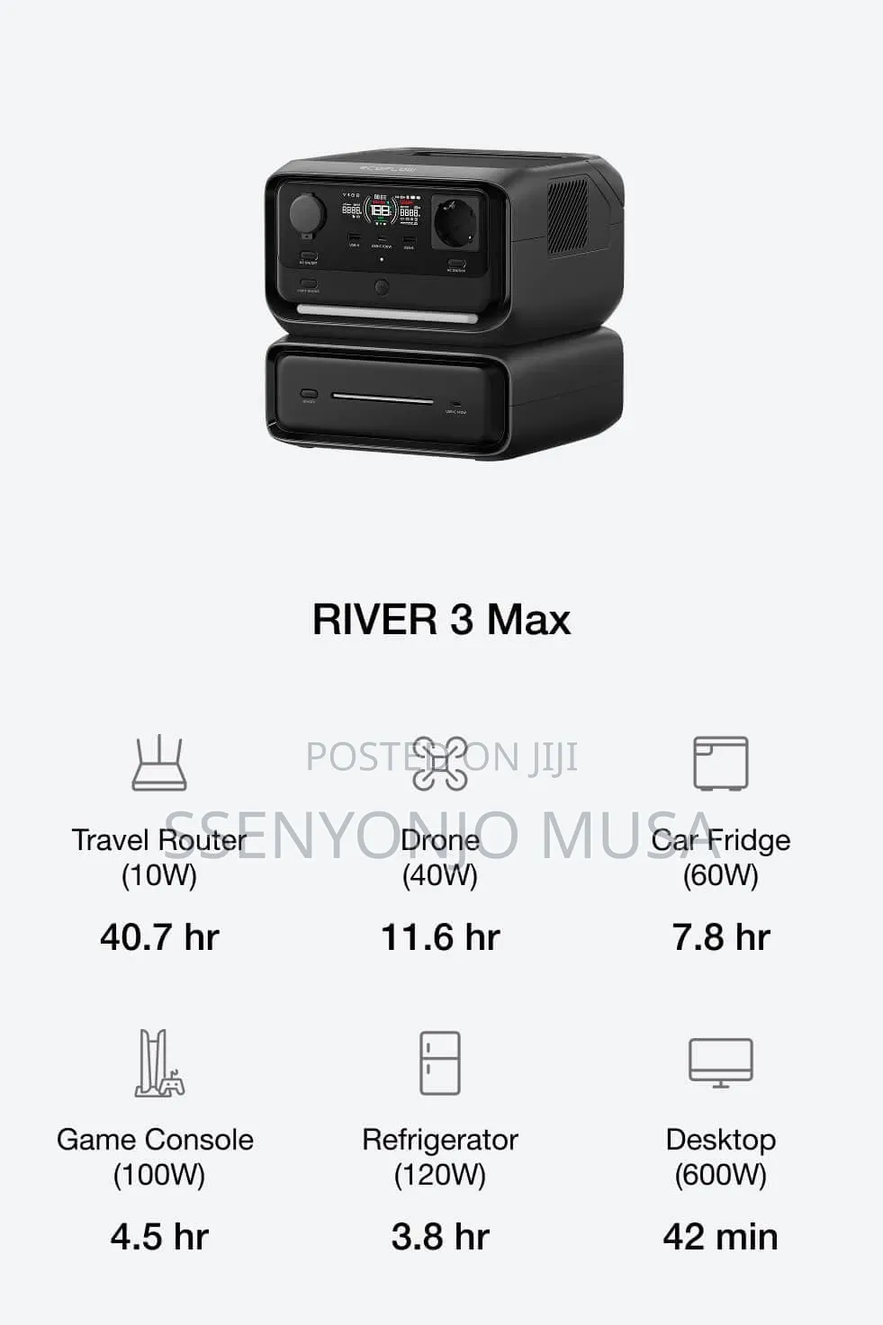 Ecoflow River 3 Plus Portable Power Station – 286wh, 600w Output.