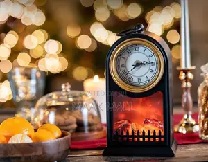 Led Fire Place With Clock At