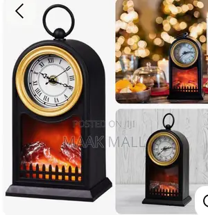 Led Fire Place With Clock At
