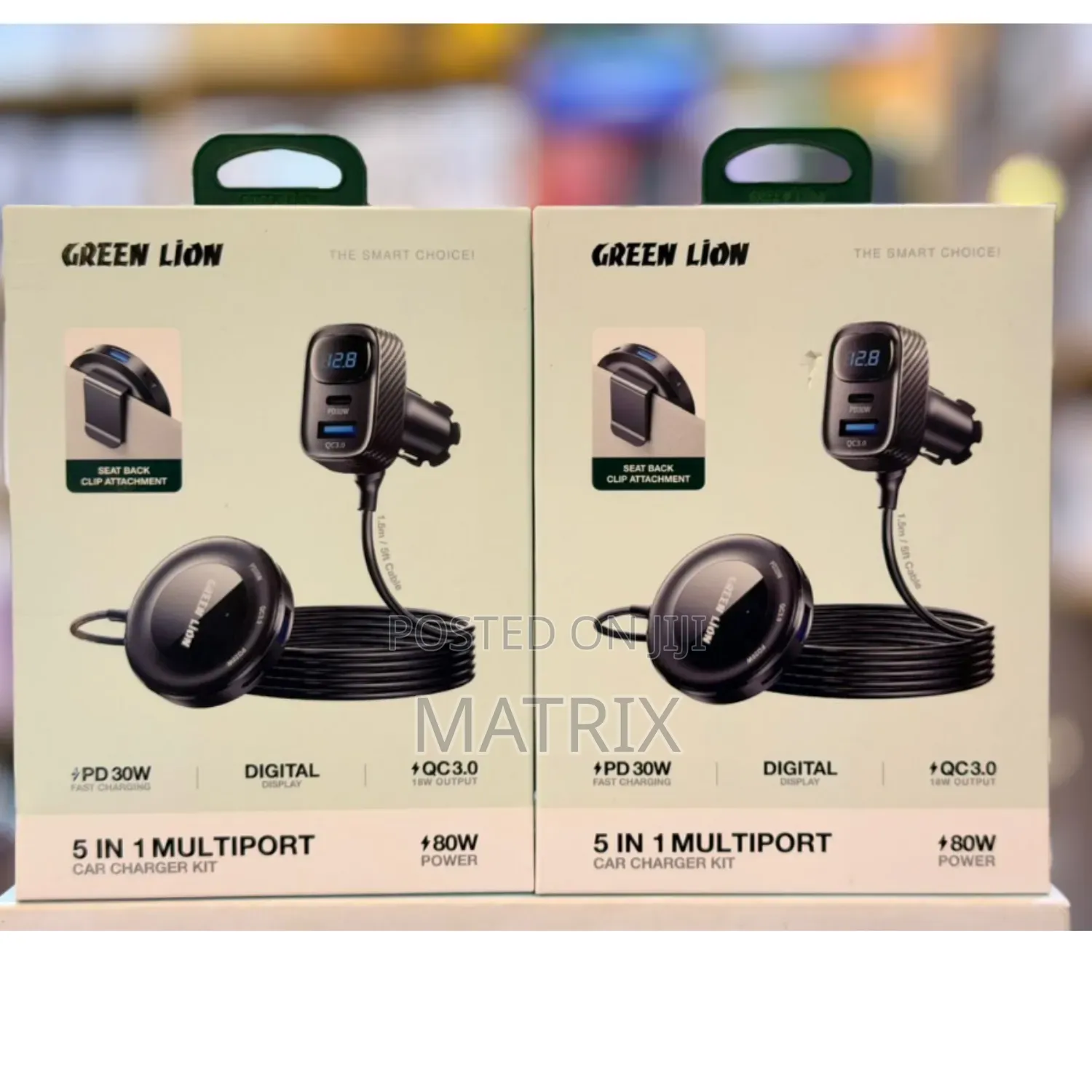 Green Lion 5in1 Multiport Car Charger Kit, Universal Compatibility