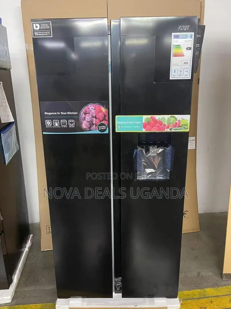 New Pixel 592l Side by Side Refrigerator Black With Water Dispenser