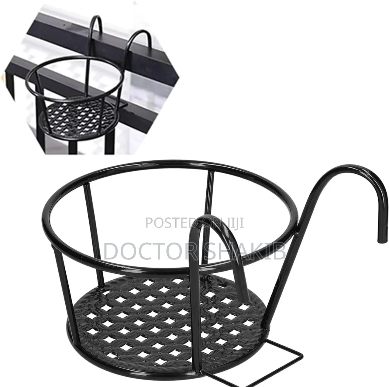 8.7'' Round Metal Hanging Railing Planters
