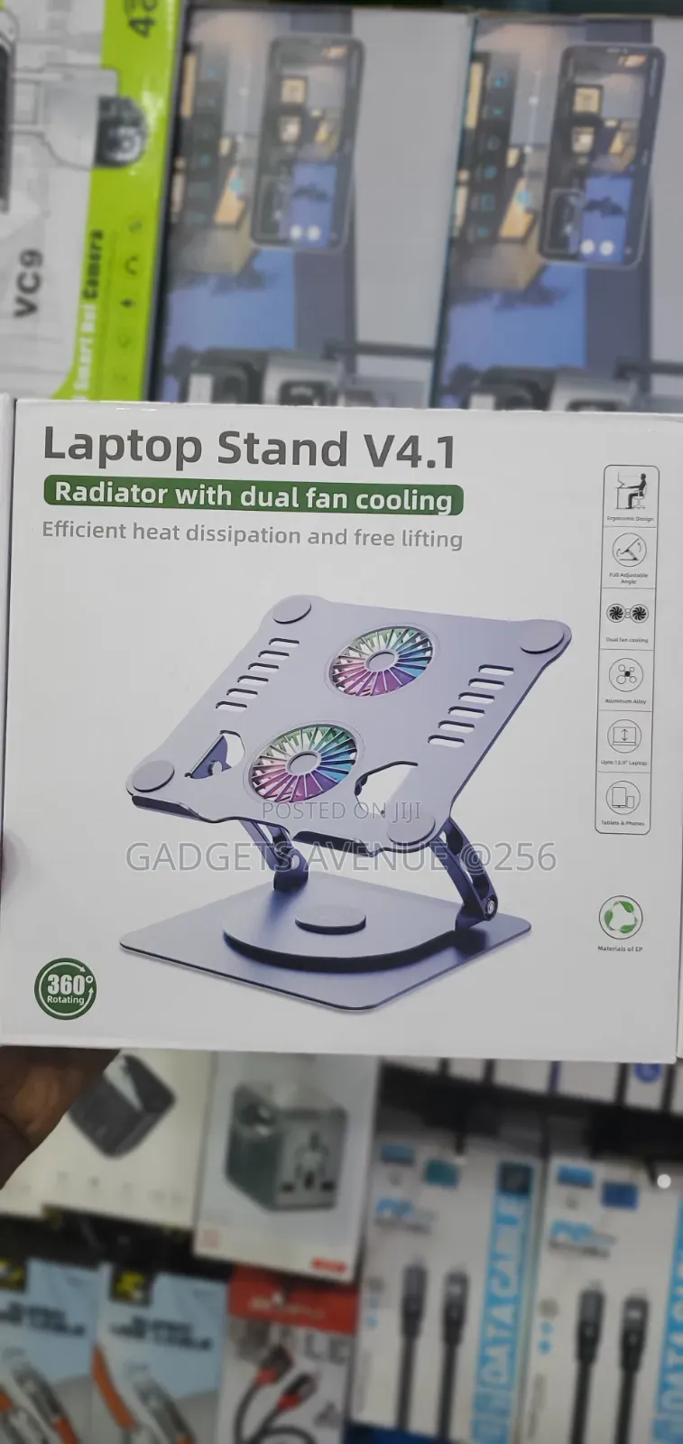 Laptop Stand V4.1 With Dual Led Cooling Fans and a Rotating Base.