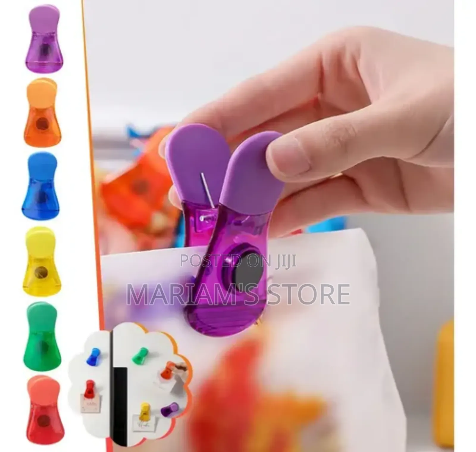 Plastic Magnetic Clips for Organizing Papers on Metallic Surfaces