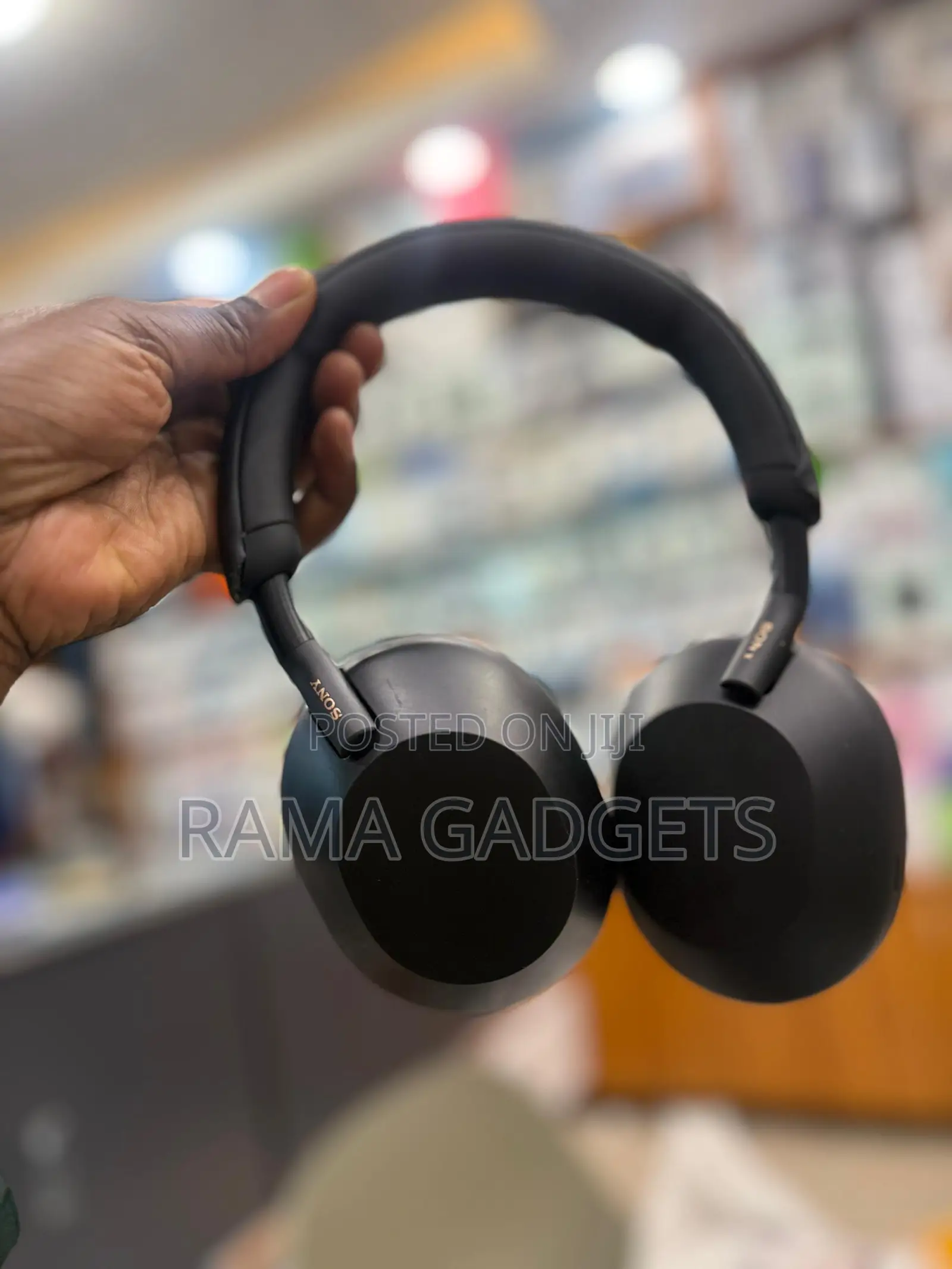 Black Sony Wh-1000xm5 Wireless Noise-Canceling Headphones.