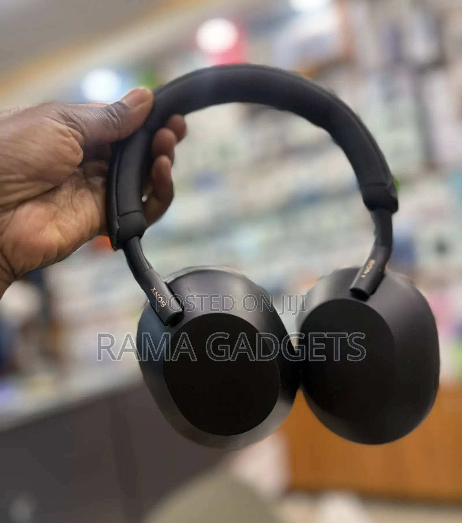 Black Sony Wh-1000xm5 Wireless Noise-Canceling Headphones.