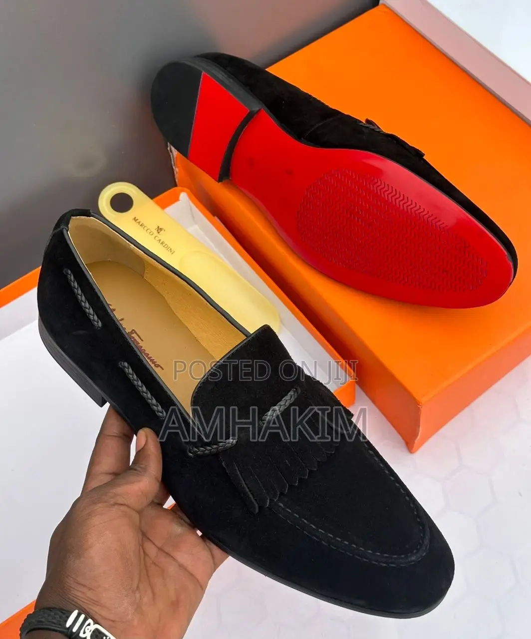 Classic Men Salvatore Ferragamo Suede Red Soleloafers in Stock