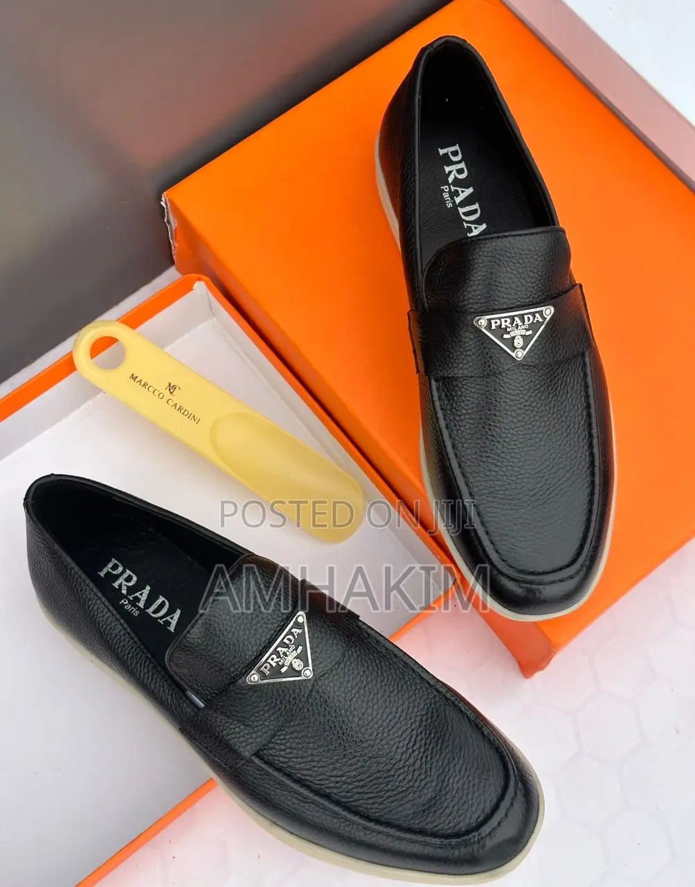 Men's Classic Prada Designer Leather Loafers in Stock