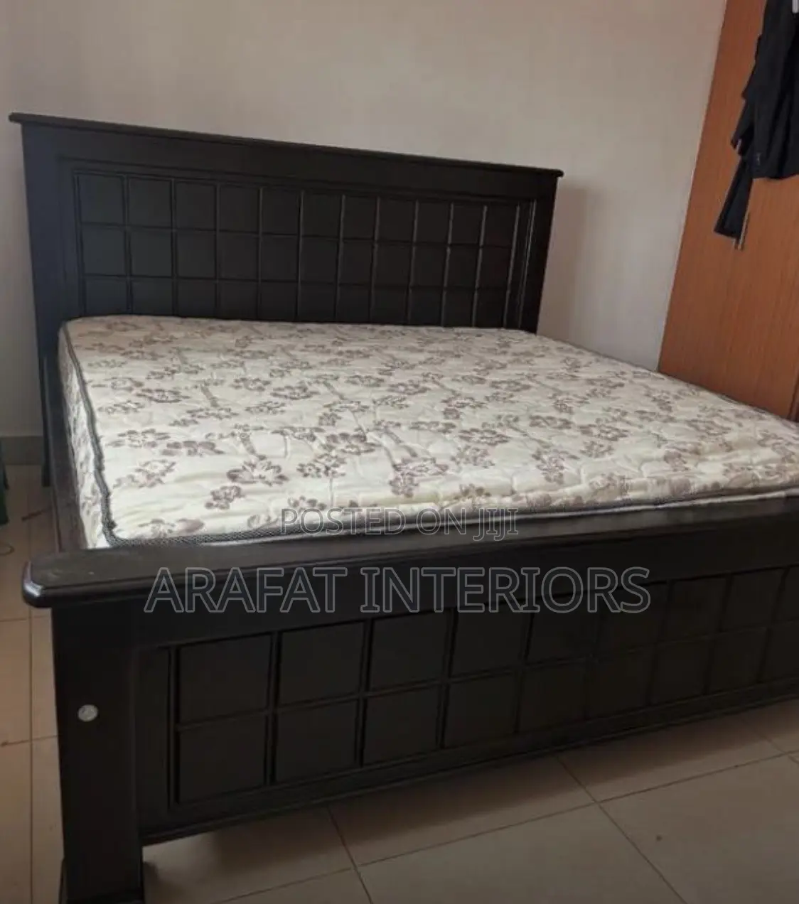 Solid Dark Wood Bed Frame