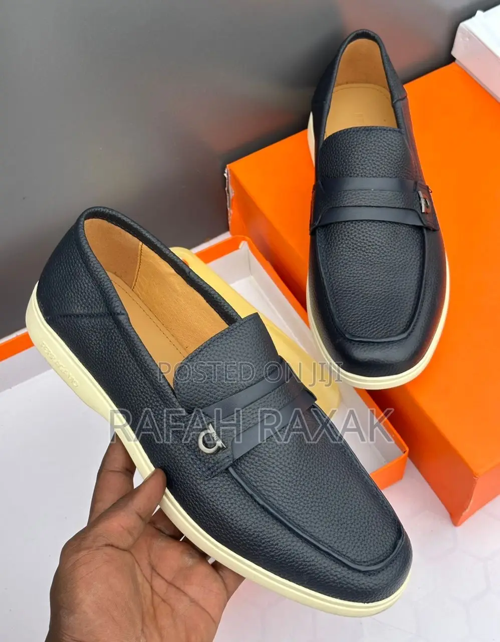 Original Men’S Blue Ferragamo Casual Leather Loafers