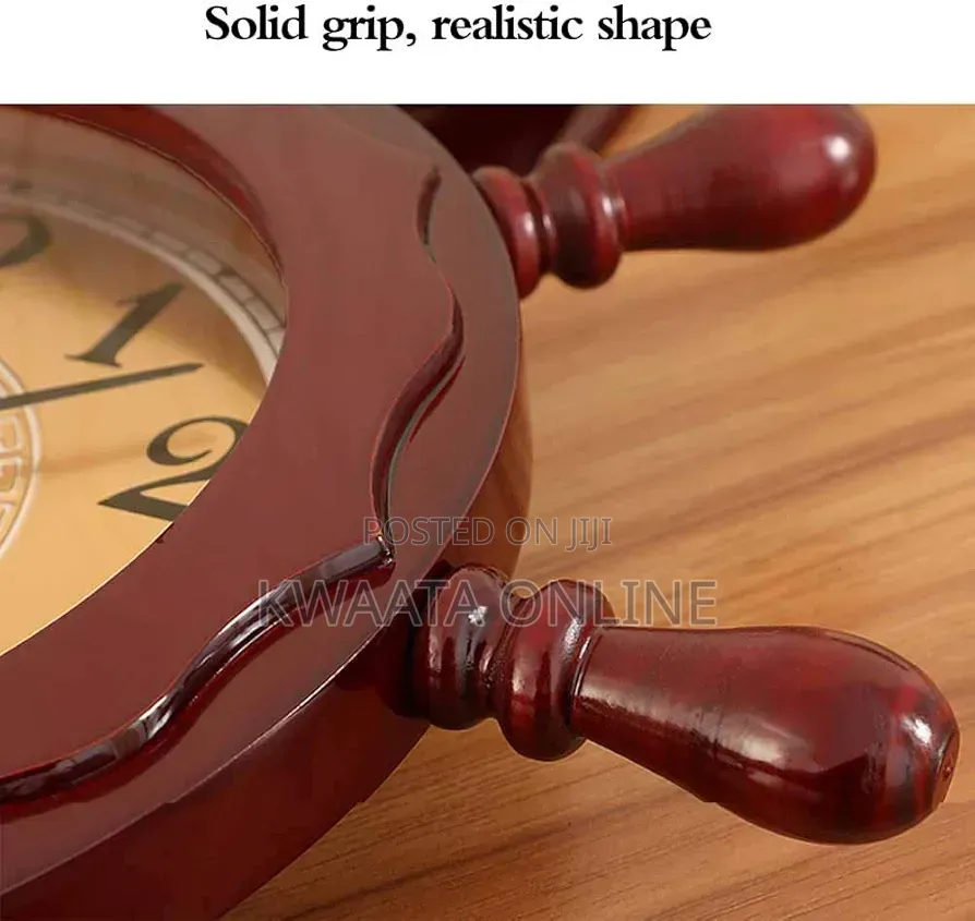 Luxury Nautical Ship Wheel Clock Anchor Wall Decor Wood Quartz Style