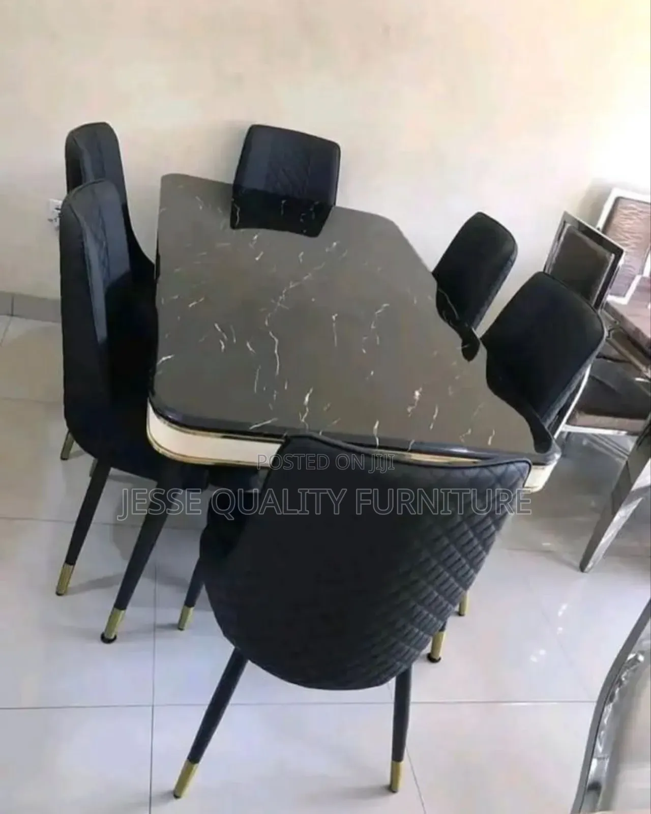 Black Marble Six Seater Dining
