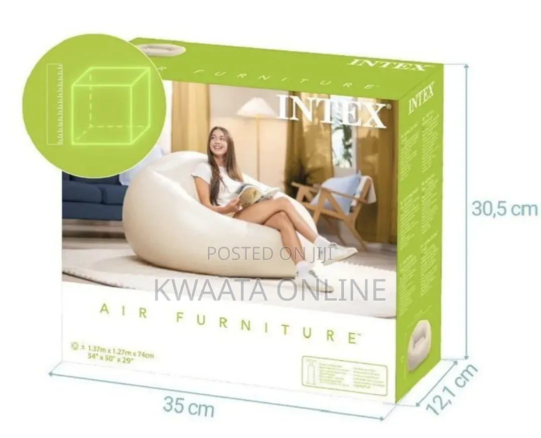 Inflatable Chair With Air Pump, Flocked PVC Blow Up Couch Chaise Sofa