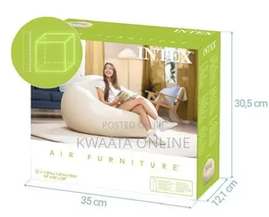 Inflatable Chair With Air Pump, Flocked PVC Blow Up Couch Chaise Sofa