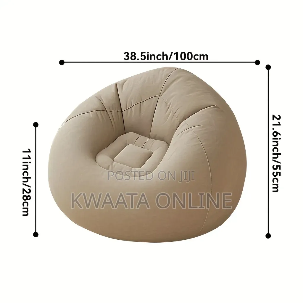 Inflatable Chair With Air Pump, Flocked PVC Blow Up Couch Chaise Sofa
