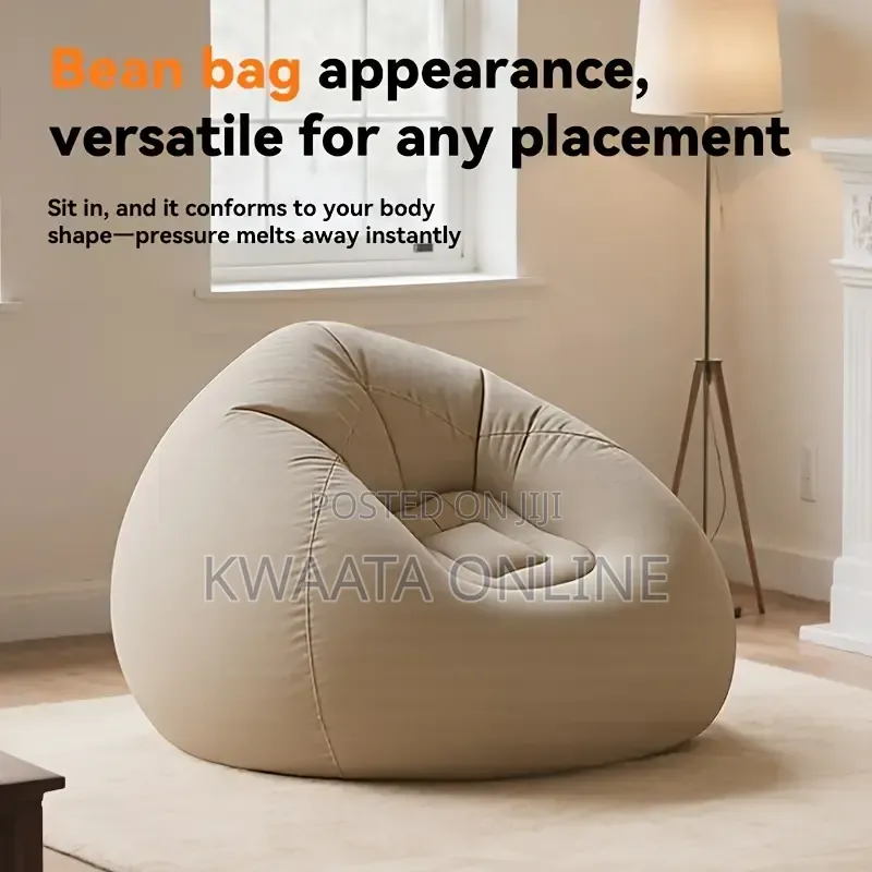 Inflatable Chair With Air Pump, Flocked PVC Blow Up Couch Chaise Sofa