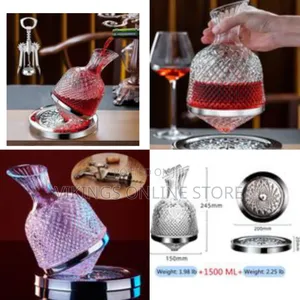 Spinning Decanter for Whisky, Wine, 1500ml Crystal Glass Wine Decanter